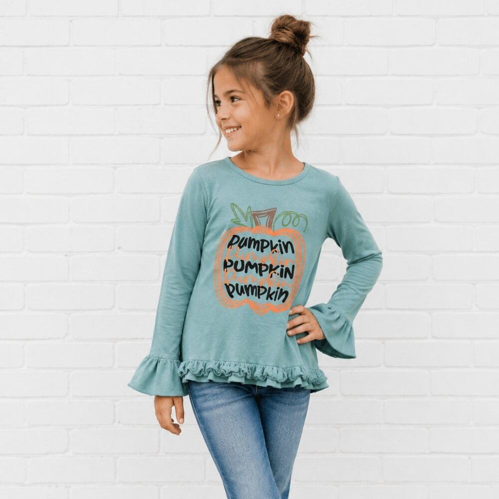 Marie Nicole Pumpkin Ruffle Tee Youth Med/Large